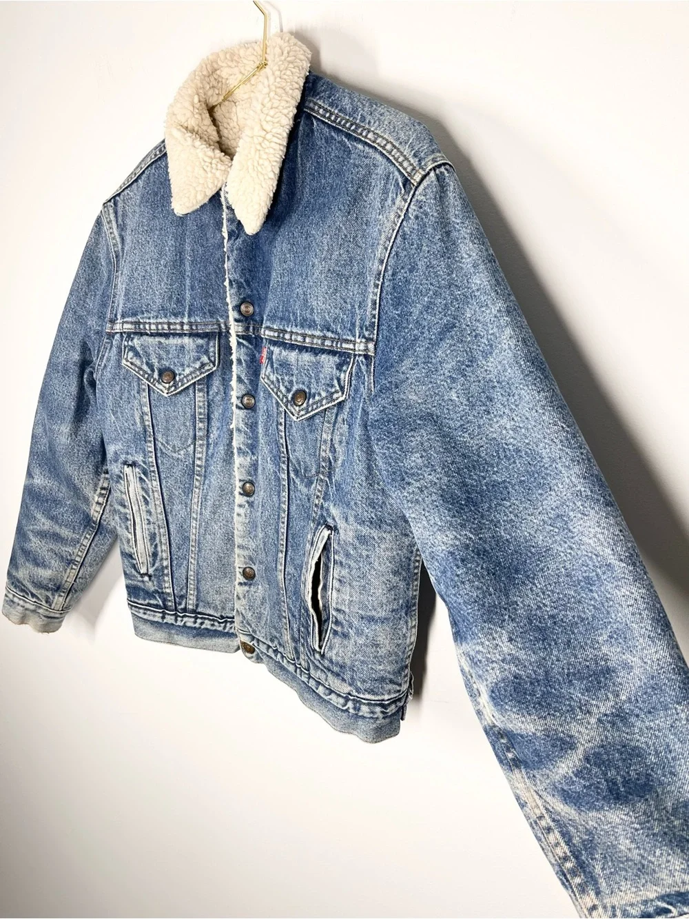 VTG Levi’s Denim Trucker Jacket Sherpa Lined Elbow Patches 38R